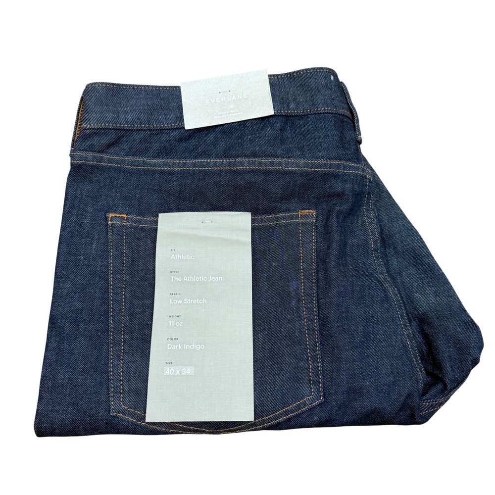 Everlane The Athletic Jean Mens 40x34 Dark Indigo Blue Denim Pants NWT Cotton